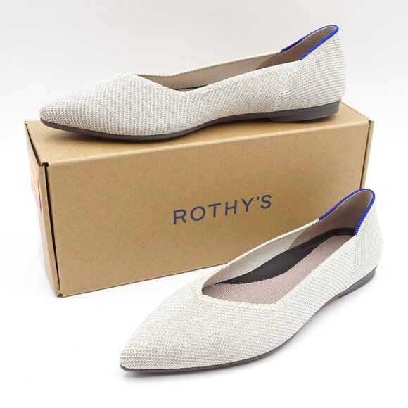 Rothy's Shoes - NWT Rothy's "The Point II" Women's Flats in Diamond Twill Silver US Size 6